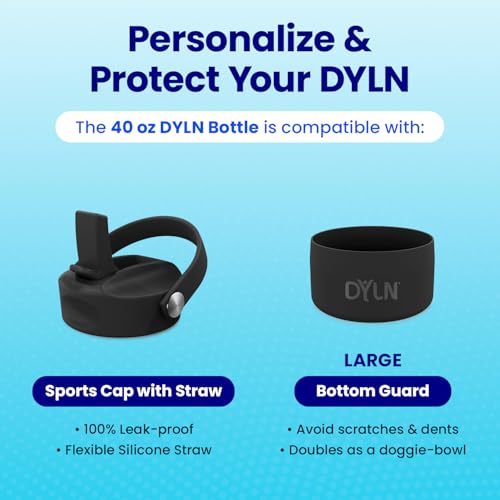 DYLN Hydrogen Water Bottle 40 oz Black Stainless Steel Alkaline Water