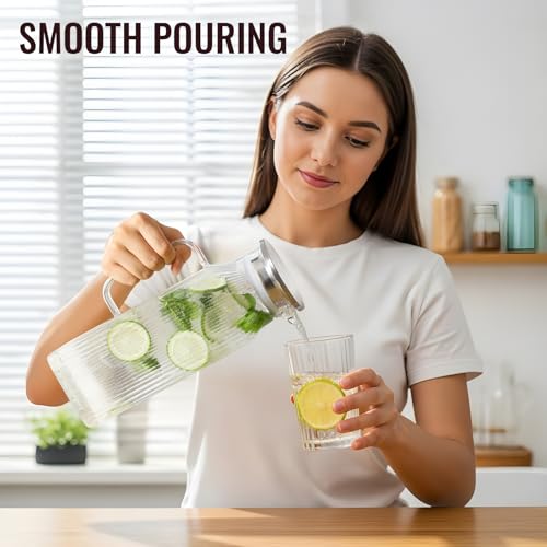 2 Liter 68 oz Square Glass Pitcher with Lid