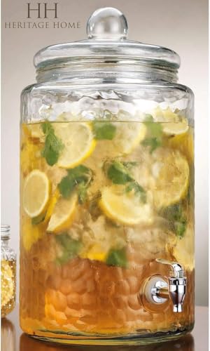 3 Gallon Classic Hammered Glass Ice Cold Beverage Drink Dispenser