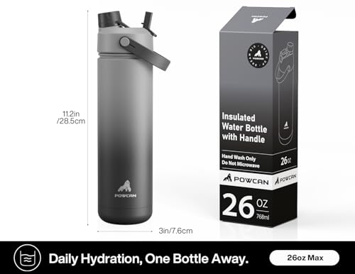 26 oz Insulated Water Bottle with 2