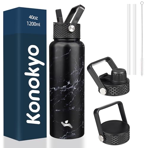 40 oz Insulated Stainless Steel Water Bottle with Straw Lid