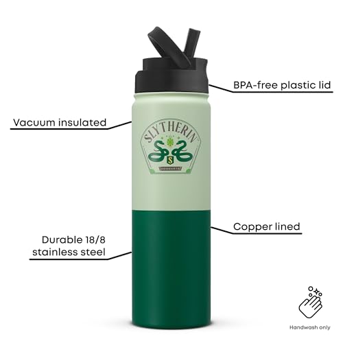 Harry Potter Slytherin Stainless Steel Water Bottle with Flip Straw Lid