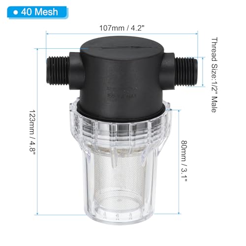 1/2" Male in-Line Strainer Water Pump Filter with 40 Mesh