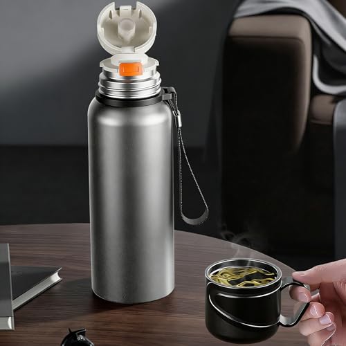 Double wall vacuum Leakproof stainless steel wide mouth insulated water bottle;tea tumbler with infuser
