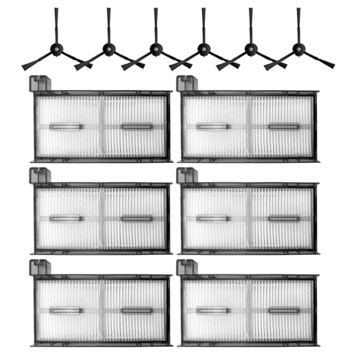 6 Pack Replacement Filters & 6 Side Brushes for eufy X8 Pro Robot Vacuum