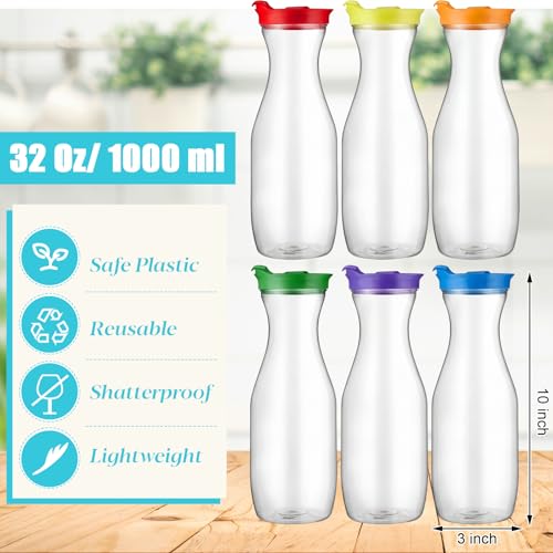 24 Pcs Plastic Water Carafe with Lid 32 Oz Clear (24 Count)