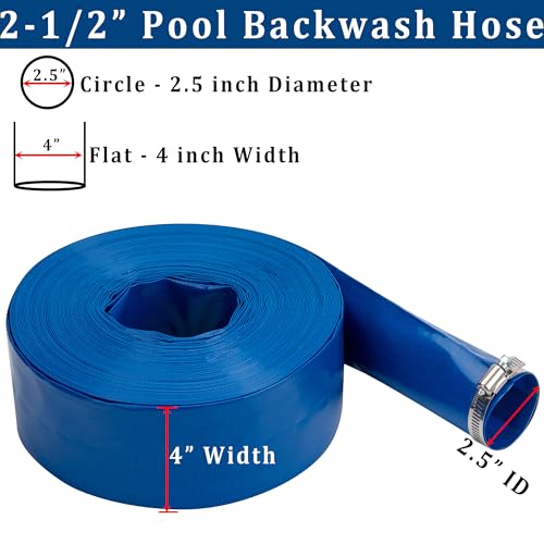 2-1/2 in x 100 ft Pool Backwash Hose Heavy Duty Drain Discharge Vinyl Hoses (100 Foot)