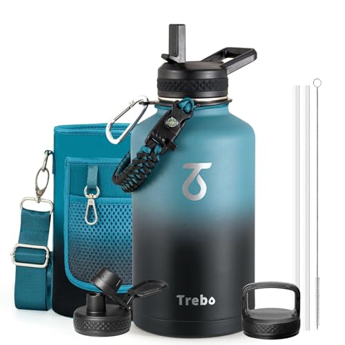 64 oz Water Bottle Stainless Steel with 3 Lids
