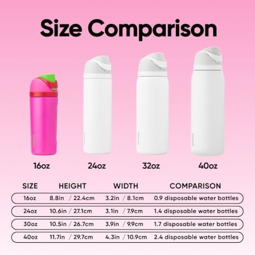 FreeSip Kids Stainless Steel Water Bottle 16 oz All the Berries