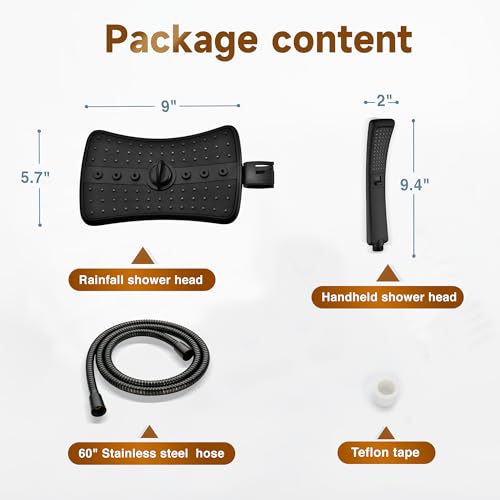 High Pressure Dual Shower Head Combo with Rainfall & Handheld