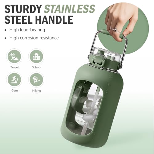 100 oz Glass Water Bottle with Straw
