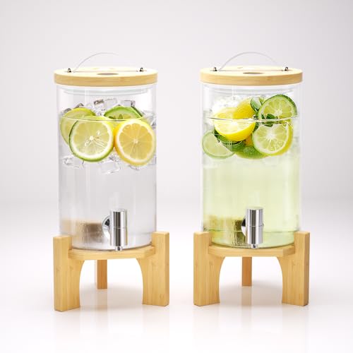 1 Gallon Glass Drink Dispenser For Parties (2 Count)
