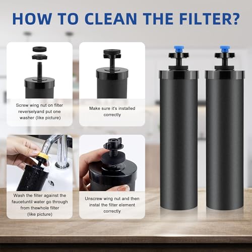 Upgrade Black Water Filter Activated Carbon by Fetechmate with Ultra Filtration Membrane Water Purification Elements Replacement Compatible with Ber (4 Count)