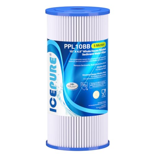 5 Micron 10" x 4.5" Whole House Sediment Pleated Water Filter Replacement for GE FXHSC