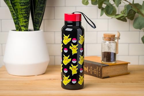 Pokemon Ball and Pikachu Stainless Steel Water Bottle with Strap