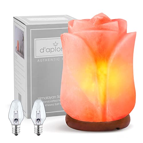 100% Authentic Natural Himalayan Salt Lamp;Hand Carved Flower Rose