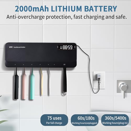 UV Toothbrush Sanitizeri Holder with 99.9% Cleaning