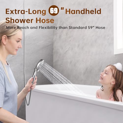 Rain Shower Head with Handheld Spray Built