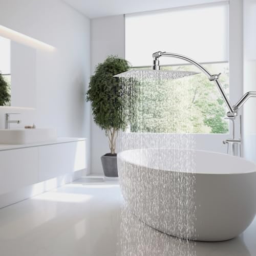 All Metal 8'' Rain Shower Head with 16'' Extension Arm