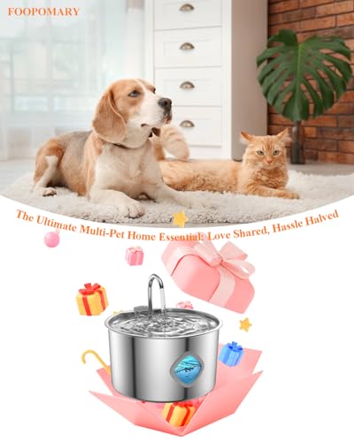Cat Water Fountain Stainless Steel with 12 Filters Kit [3.2L