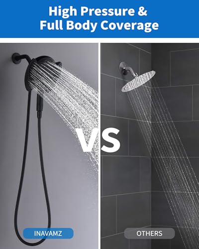 2 in 1 Shower Head with Handheld Combo High Pressure Black 2.5 GPM (2 Count)