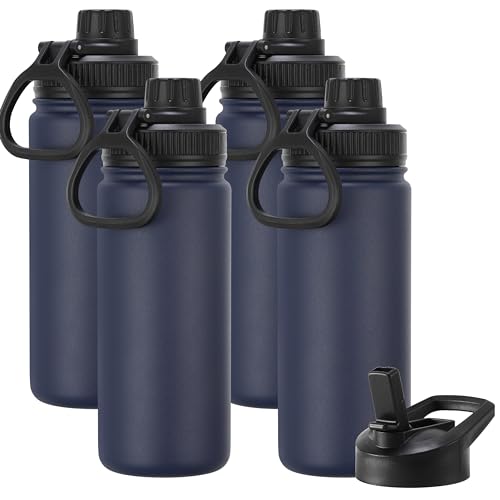 16 oz Kids Water Bottle for School Stainless Steel Double Wall Vacuum Insulated Water Bottle with Straw lids & Spout Lid (4 Count)