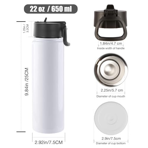 Sublimation Insulated Water Bottles Blank Bulk 8 Pack (8 Count)