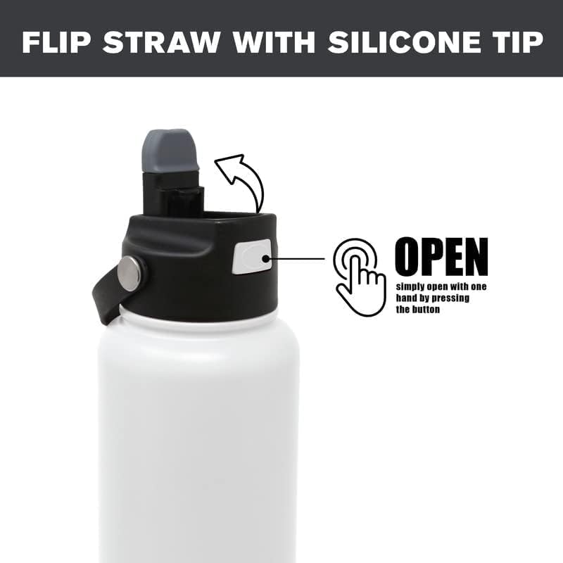 Hybrid Triple Wall Vacuum Insulated Water Bottle with Flip Straw