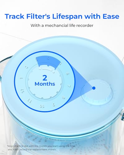 PT-72B-A Glass Alkaline Water Filter Pitcher, 7-Cup, Blue