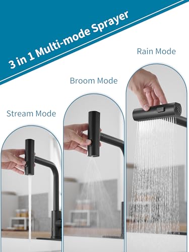 Touchless Black Kitchen Faucets with Pull Down Sprayer