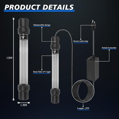 20W UV Submersible Aquarium&Pond Light Water Clarifier
