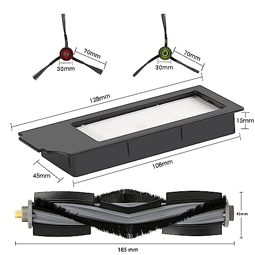 10 Pieces) X1 Omni Replacement Parts Compatible With ECOVACS DEEBOT DEEBOT X1 OMNI, X1 PRO OMNI, T10 OMNI Robot Vacuum Accessories Kit, 1 Roller Brush, 3 HEPA Filters, 6 Side Brushes (10 Count)