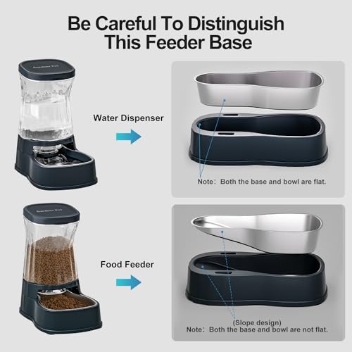 Automatic Dog Water Dispenser Gravity Stainless Steel Waterer & Food Feeder Set