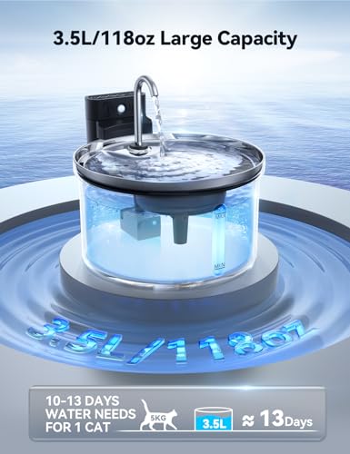 Wireless Cat Water Fountain [Water & Battery Separation] FEELNEEDY Stainless Steel Automatic Pet Water Dispenser