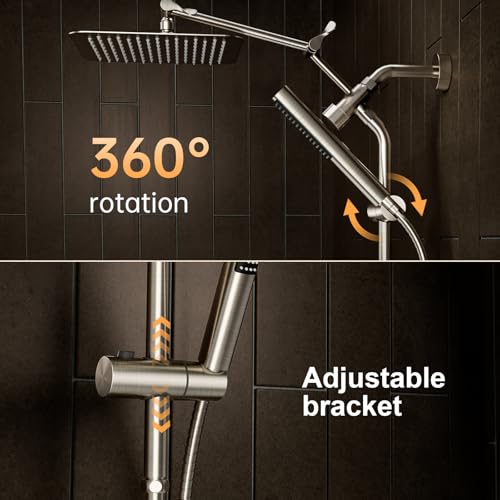 10" Luxurious Brushed Nickel All Metal Rain Shower Head with Handheld Spray Combo