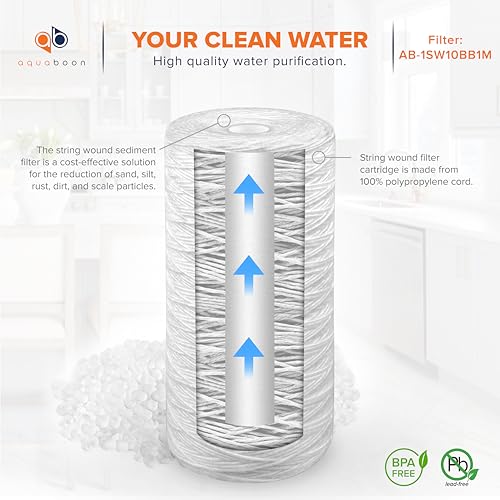 1 Micron String Wound Water Filter 10x4.5 Replacement (4 Count)