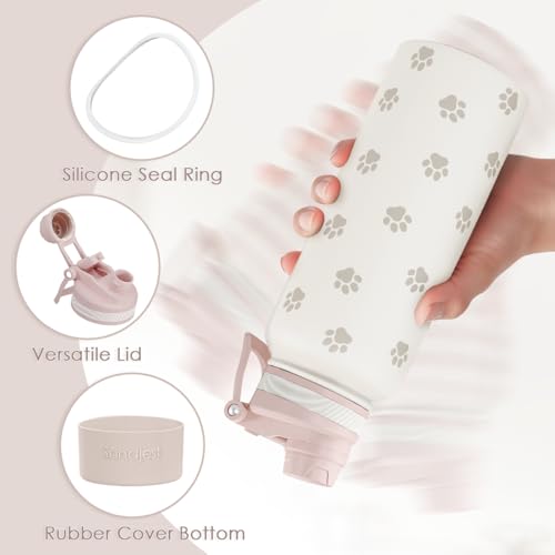 Paw Print Stainless Steel Water Bottle with Strap 32oz