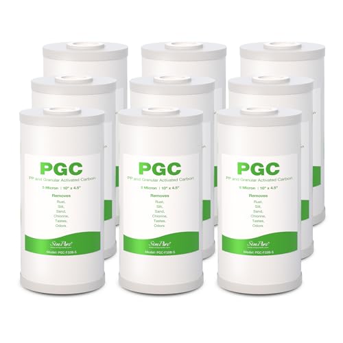 5 Micron 10" x 4.5" PGC Sediment Carbon Whole House Water Filter Cartridge (9 Count)