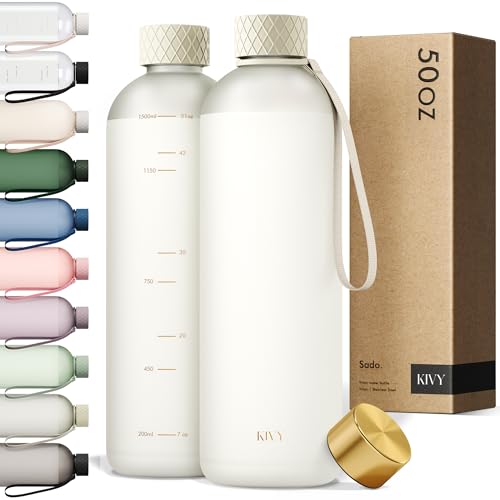 Large Water Bottle 50oz [Lightweight & Shatterproof] Fits Backpack & Cupholder for Travel