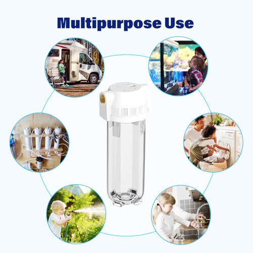 Whole House RV Water Filter Housing Clear