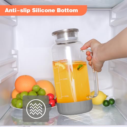 68oz Glass Pitcher with Lid and Handle for Fridge