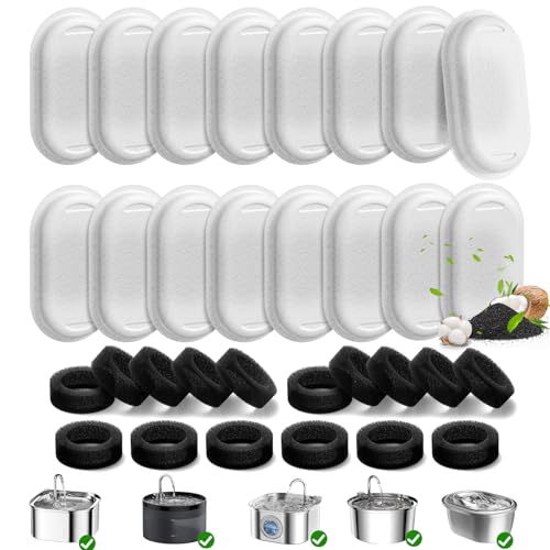 32 Pack Cat Water Fountain Filters for Stainless Steel Pet Water Dispenser (32 Count)