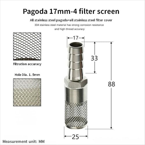 304 Stainless Steel Water Pump Filter Hose End Strainer Barbed Inline Mesh Screen