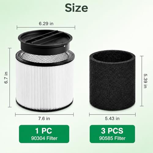 90304 Vacuum Filter Replacement Parts for Shop Vac 90304 90350 90333 (2 Count)