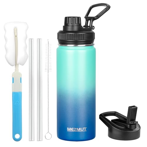 18oz Sports Insulated Water Bottle for School with 2 Lids