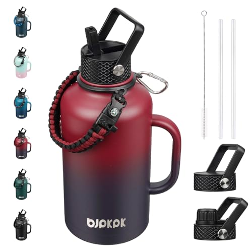 64oz Insulated Water Bottle with Straw Lid Large Stainless Steel Jug