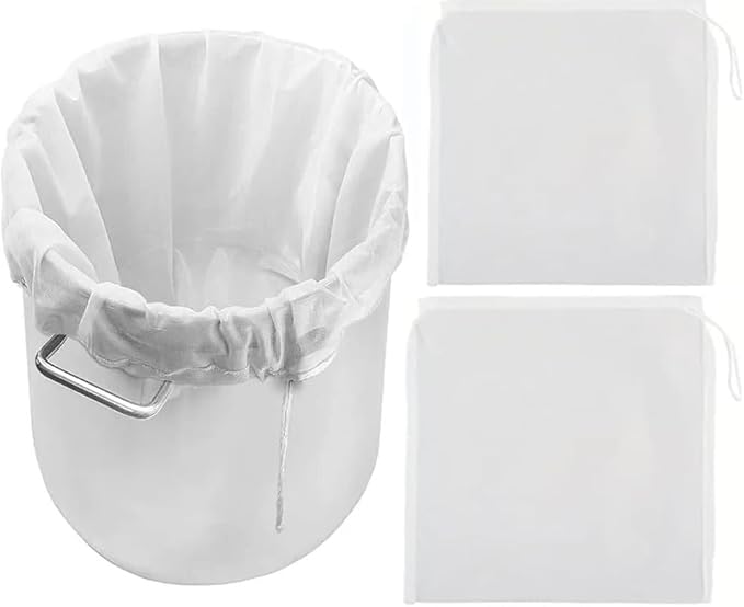 3 Pack Brew Bag Large (18"x24") Straining Bag, Reusable Nylon Cold Brew Bags 200 Micron Fine Mesh Bag with Drawstring for Home Brewing Hops Grains Fruit Apple Grape Wine Straining