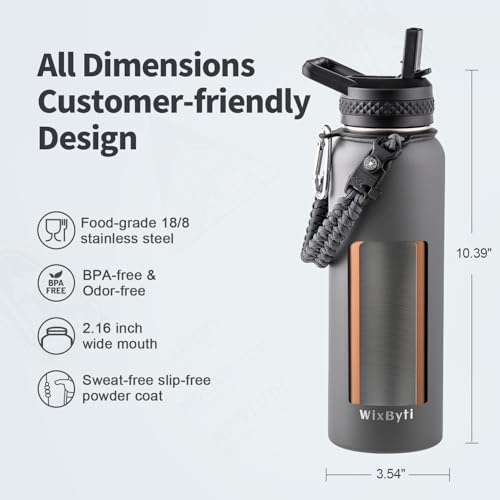 40 oz Insulated Water Bottle with Straw