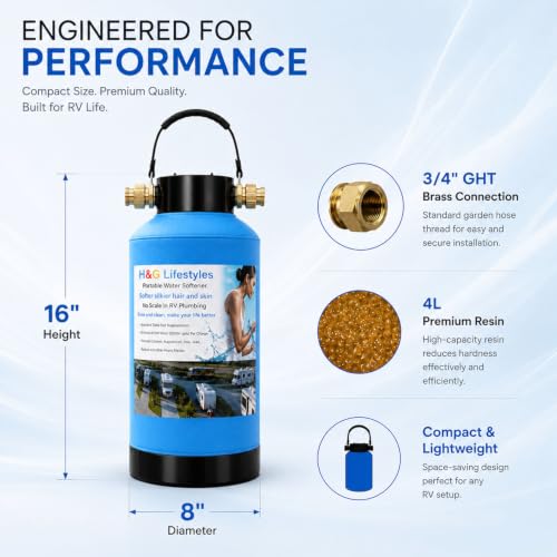 Portable Water Softener for RV with Water Hose