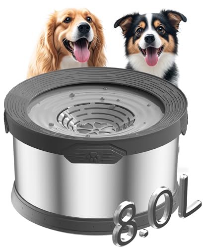 8L Dog Water Bowl No Spill 2.1 Gallon Stainless Steel Water Bowl for Dogs 270oz Large Capacity No Splash Slow Drinking Feeder with Anti